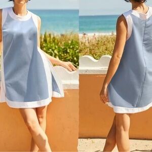Elegant Blue and White Sleeveless Short Set